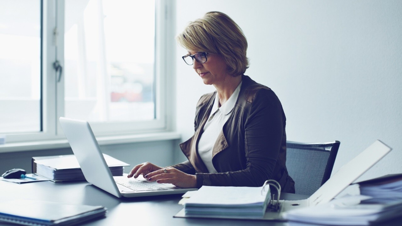 Female working on her laptop