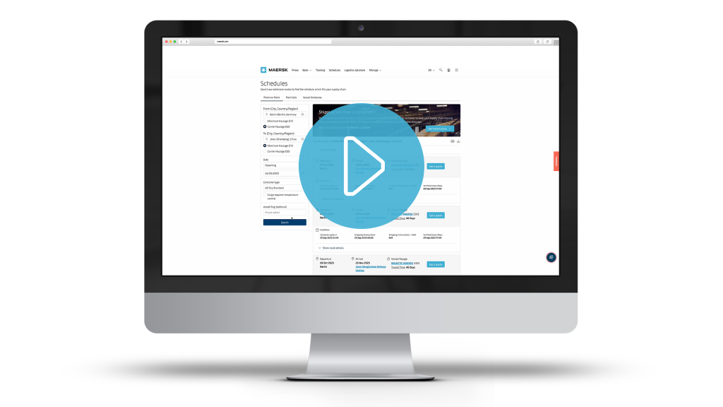 Book your cargo with ease whether it’s your first or tenth time Maersk