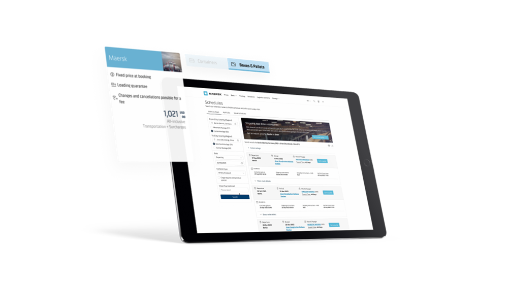 Tablet showing instant routes and prices