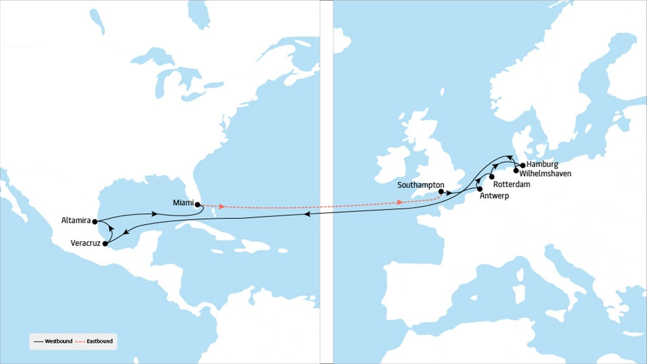 TA4 - Europe to North America service map