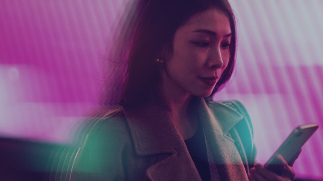 Asia woman looking phone