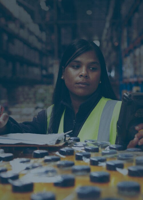 Female in a warehouse