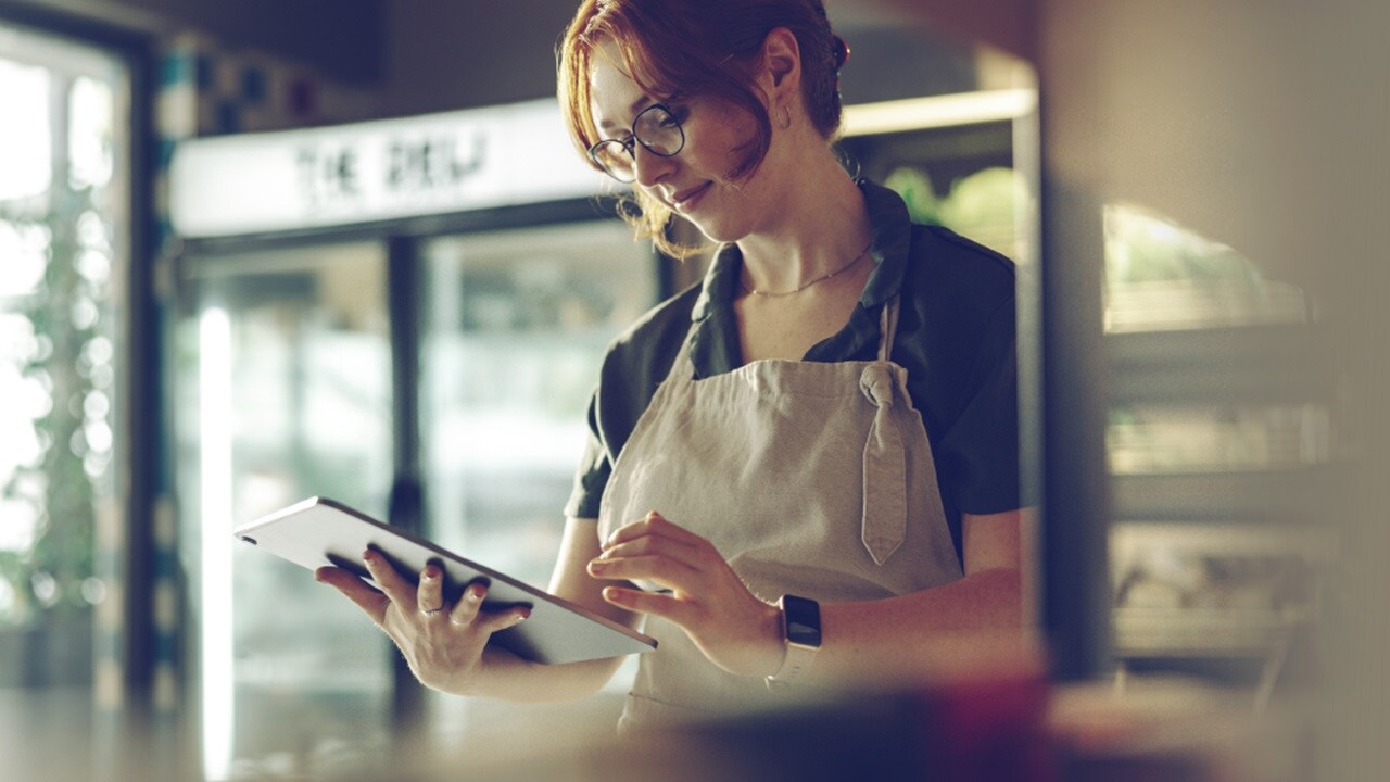 Female working on a tablet
