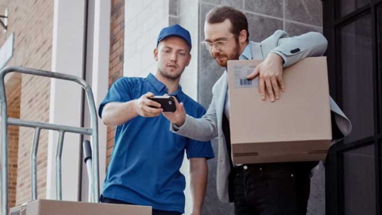 a customer receiving his parcel