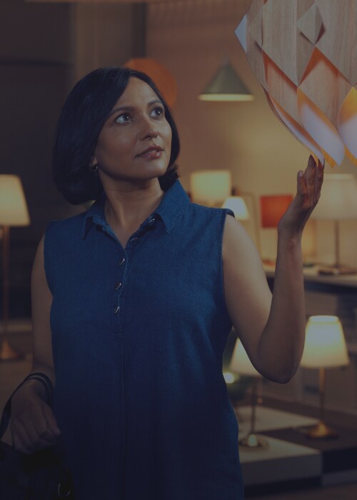 Female looking at a light