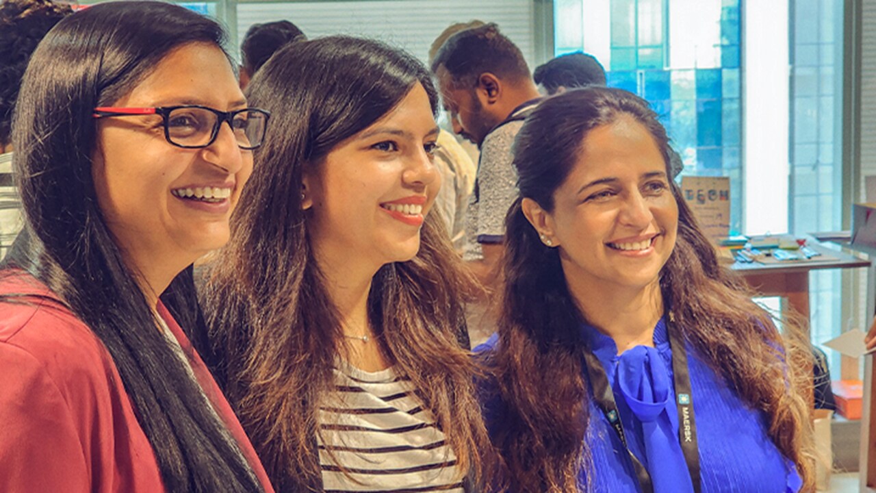 Women employees are having fun.