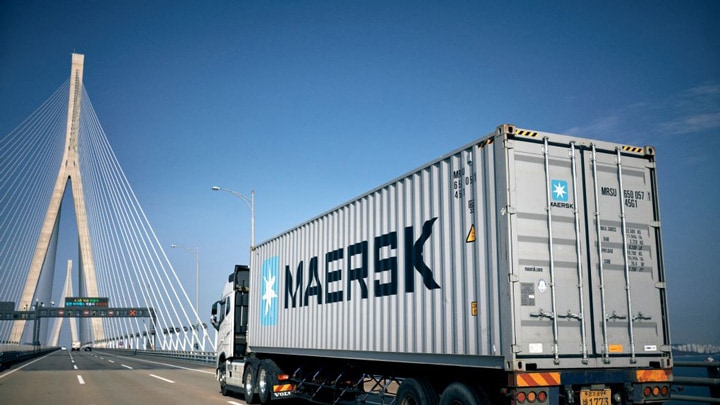 Truck carrying Maersk container