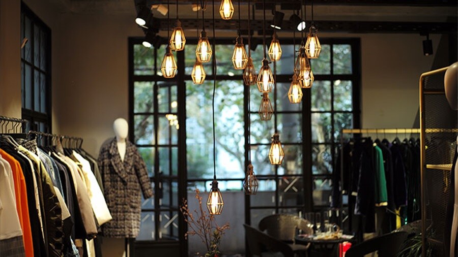  Clothes hanging in a store