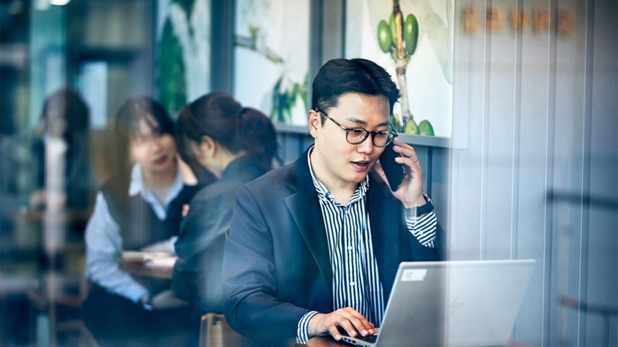 Man working at laptop