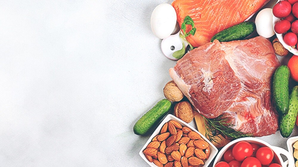 Seafood products on a marble