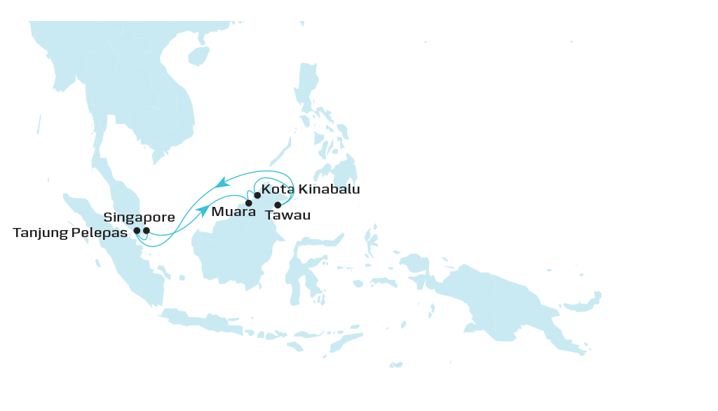 Malaysia Brunei Feeder 1- (MB1) map
