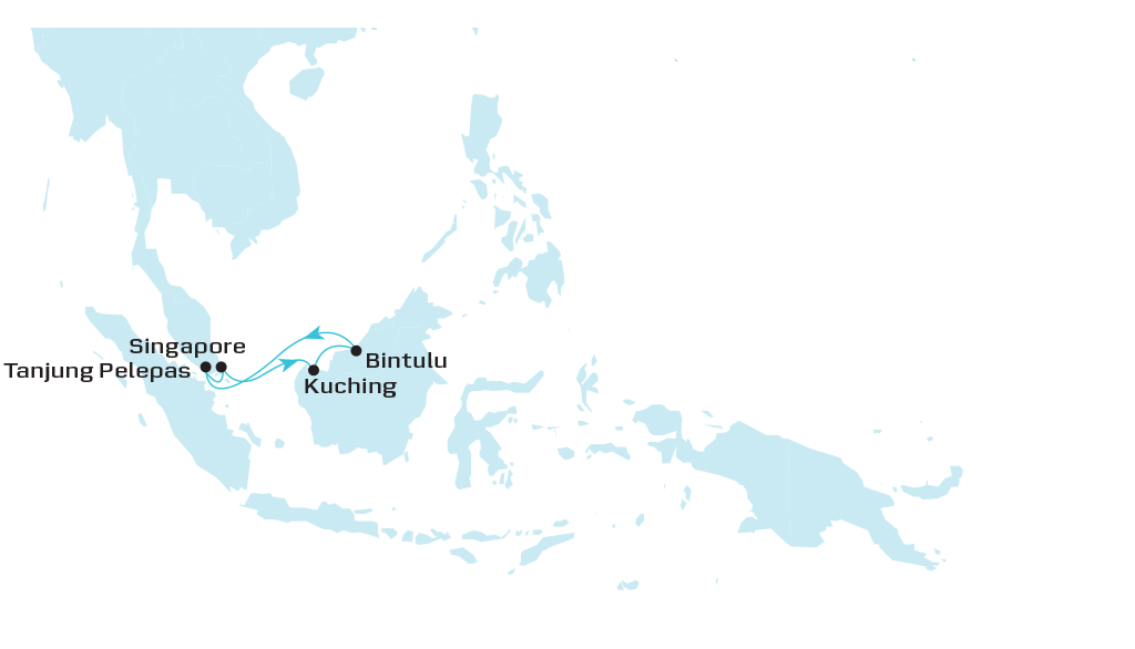 Malaysia Brunei Feeder 2- (MB2) map