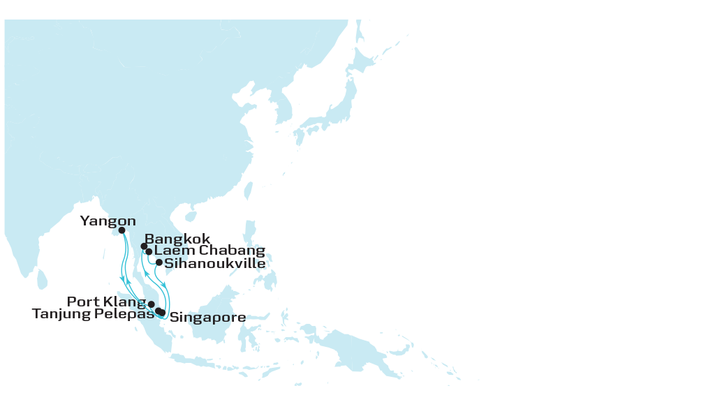 Thai-Rangoon Service 1 (TR1) map