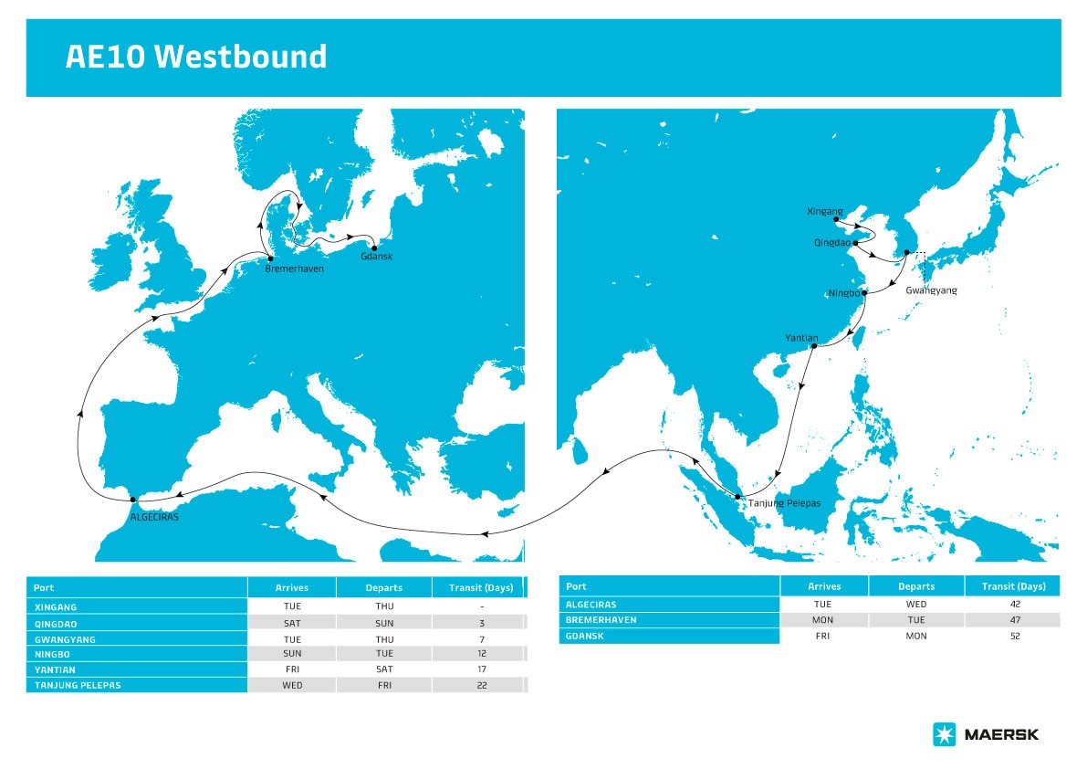 AE10 Westbound map