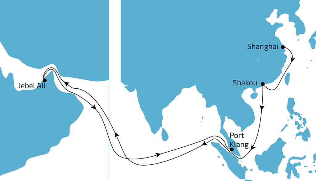 Arabian Express Westbound map