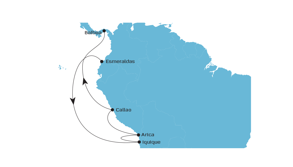 Atacama Feeder Northbound map