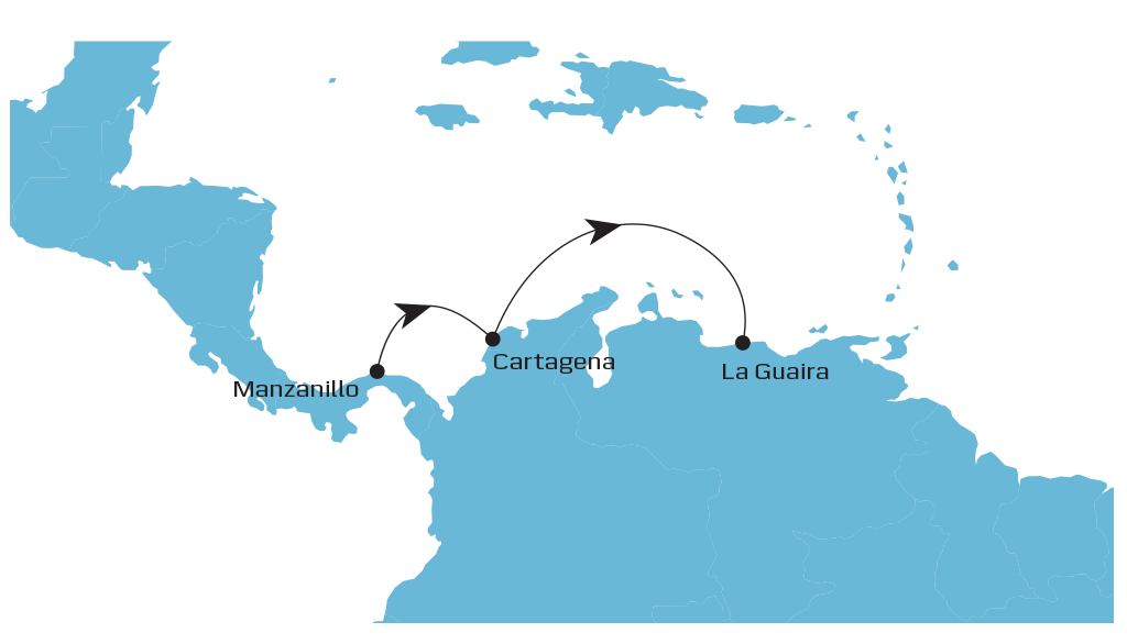 Venezuela Feeder LAG Eastbound map