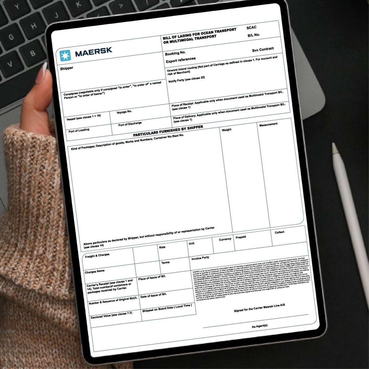 Bill of lading in shipping