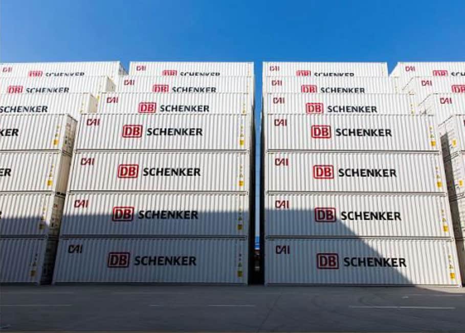 Stacked DB Schenker Containers