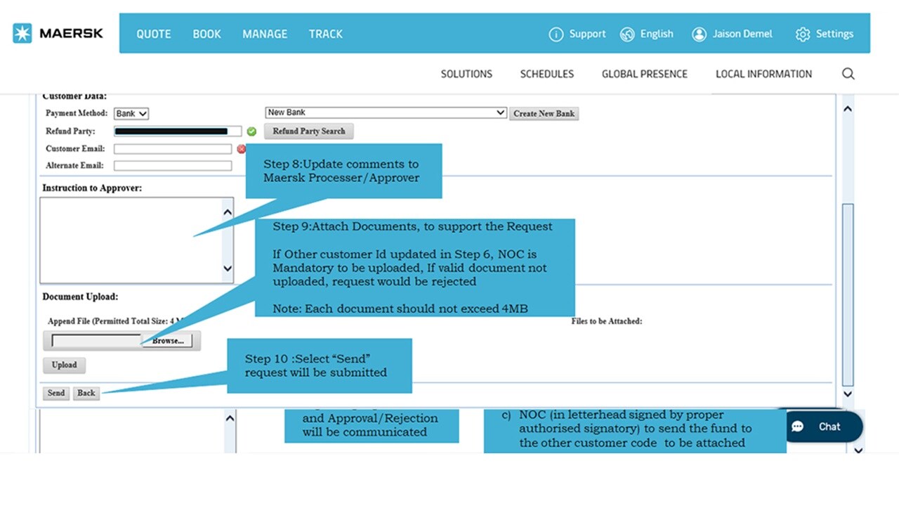 Detailed guide on how to raise the refund requests - step3