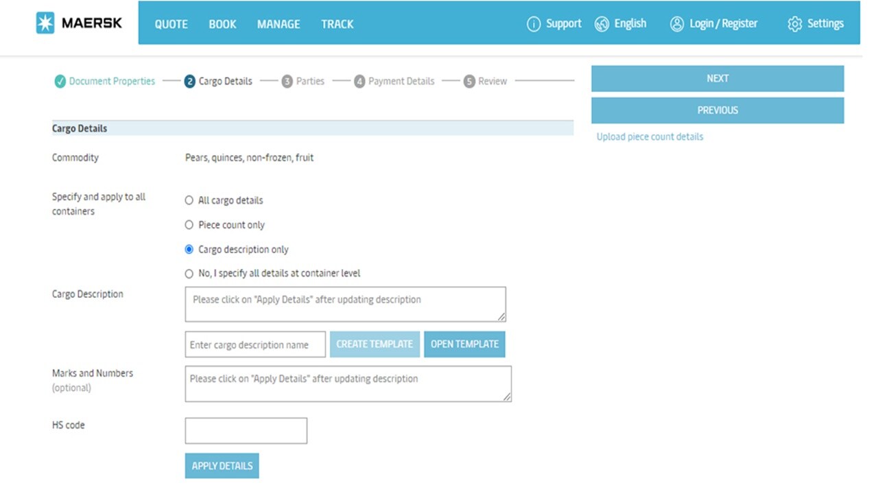 Sea cargo manifest & transhipment regulation