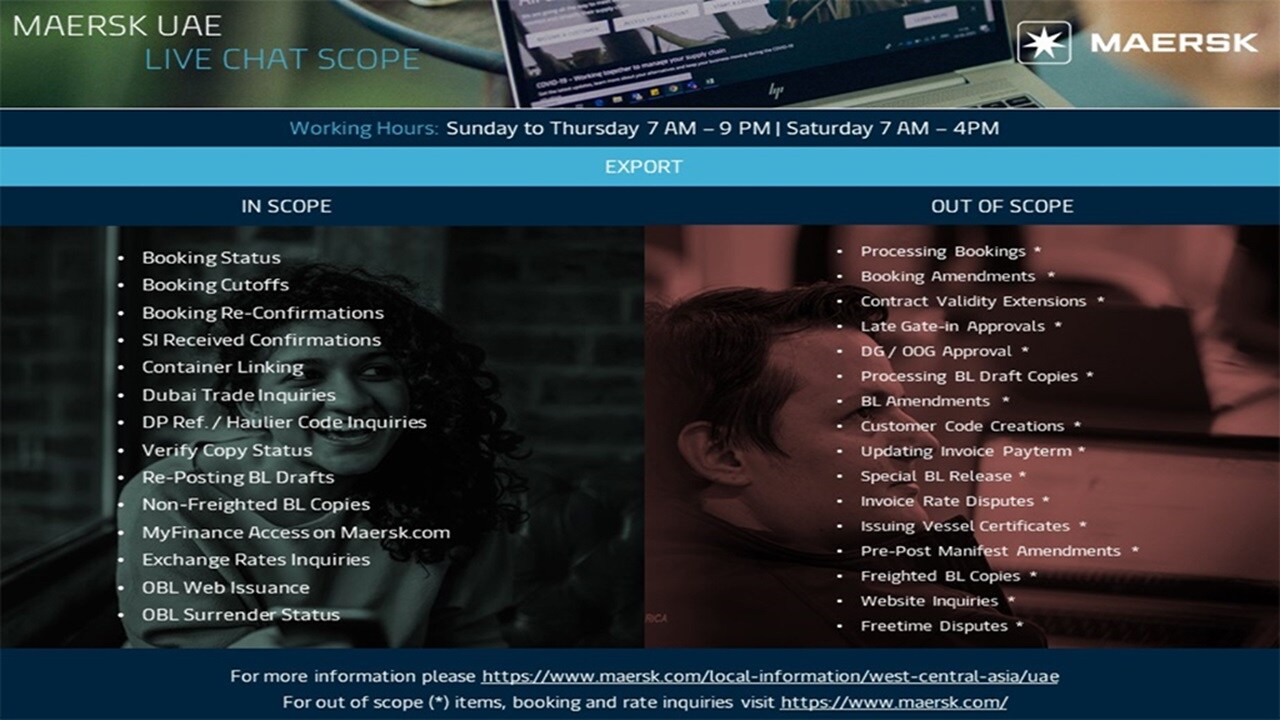 Export - enhanced online web chat service 