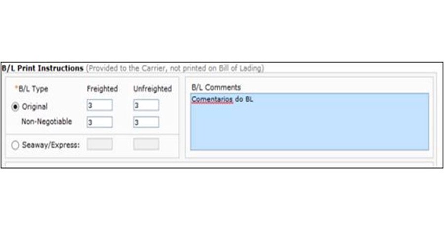 How to submit Export Entry number on Inttra shipping instruction page