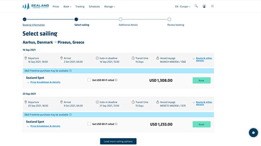 Booking information Sealand