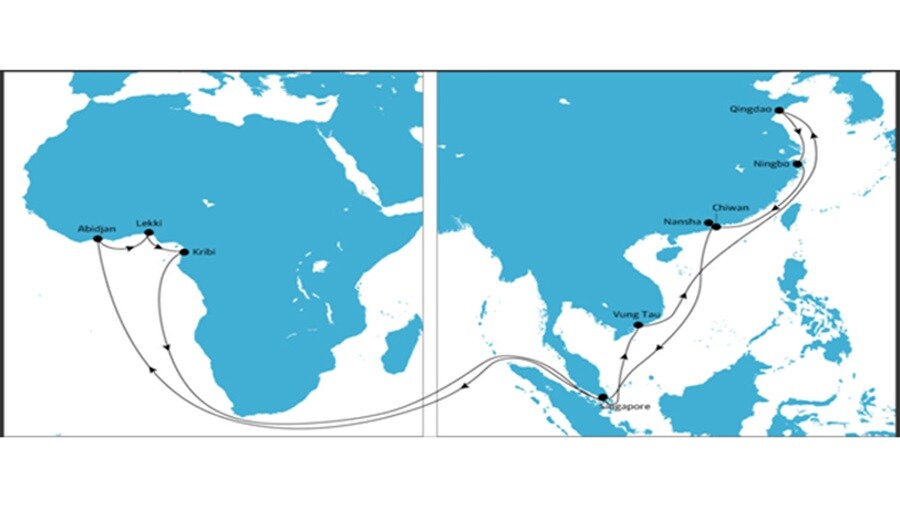 FEW1 Rotation: Qingdao–Ningbo–Nansa New Port–Shekou–Singapore–Abidjan–Lekki–Kribi–Vungtau