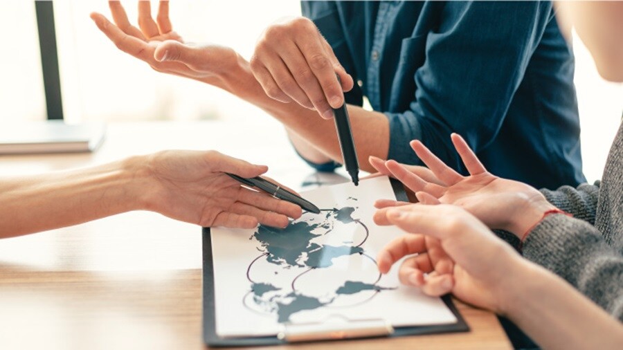 Person sticking the notes