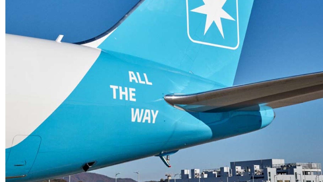 Image of an airline tail with Maersk logo on it