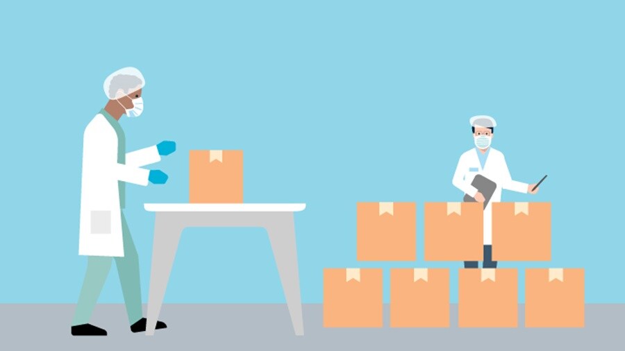 An illustration depicting boxes of vaccines 