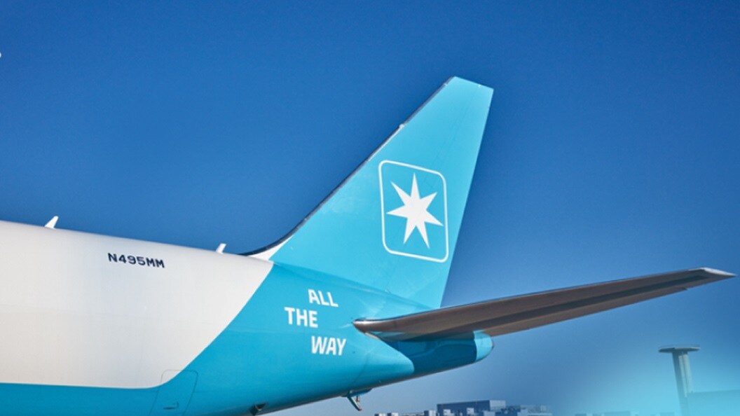 Tail end of a Maersk plane with all the way embedded on it