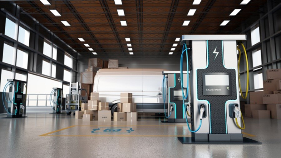 Electric charging dock for trucks