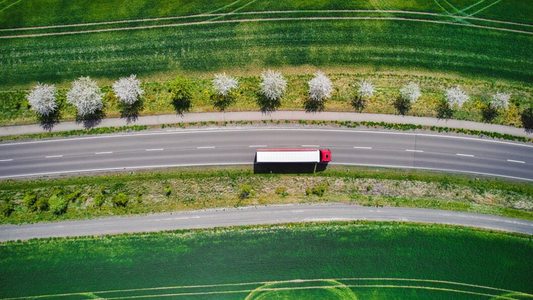 Headshot of truck driving