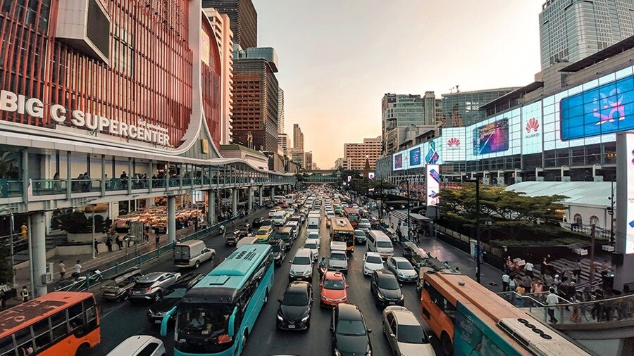Traffic jam on the road