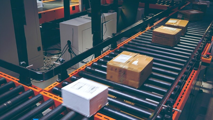 Shipment boxes in a warehouse