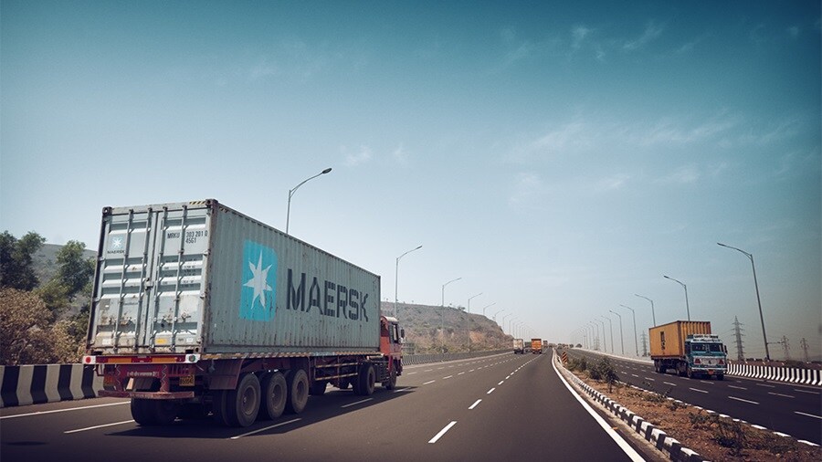 Maersk truck driving on the road