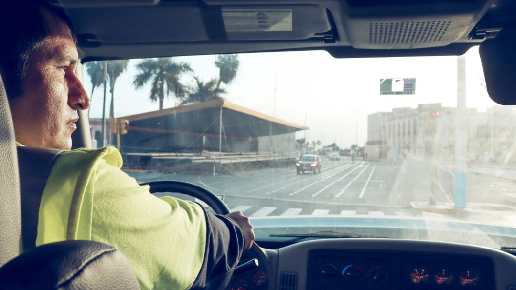 Man driving a truck