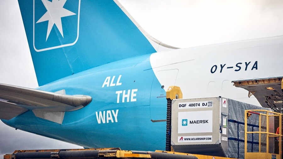 Maersk Air Cargo plane loading customers’ cargo.