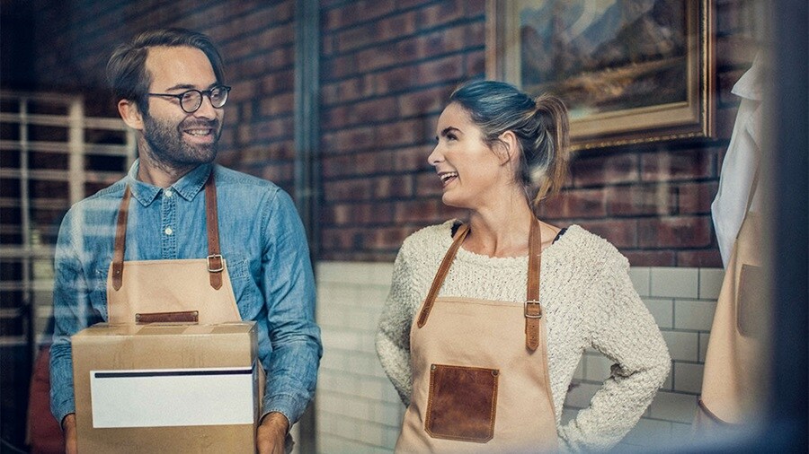 Male and a female having a conversation