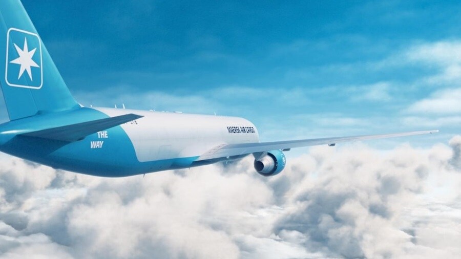 Maersk plane flying in the Air