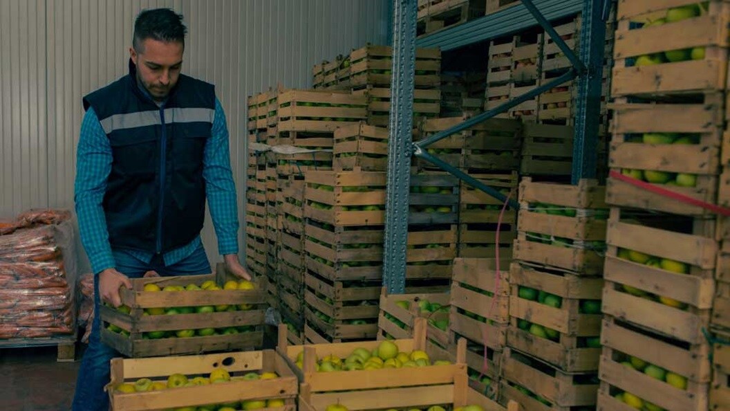 Man holding a basket of perishable fruits