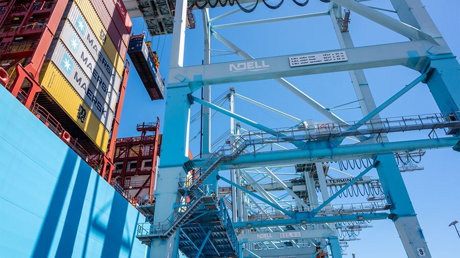 Maersk containers at a dock
