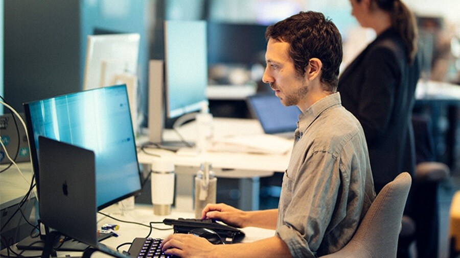 A man working on a computer