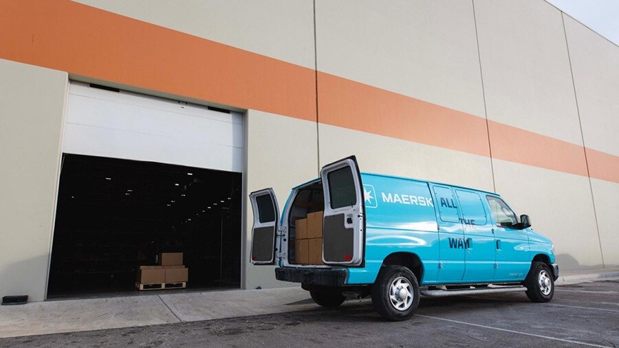 Maersk delivery van at US warehouse