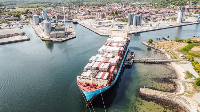 Laura Maersk bunkering methanol from Kassø in Aabenraa, Denmark