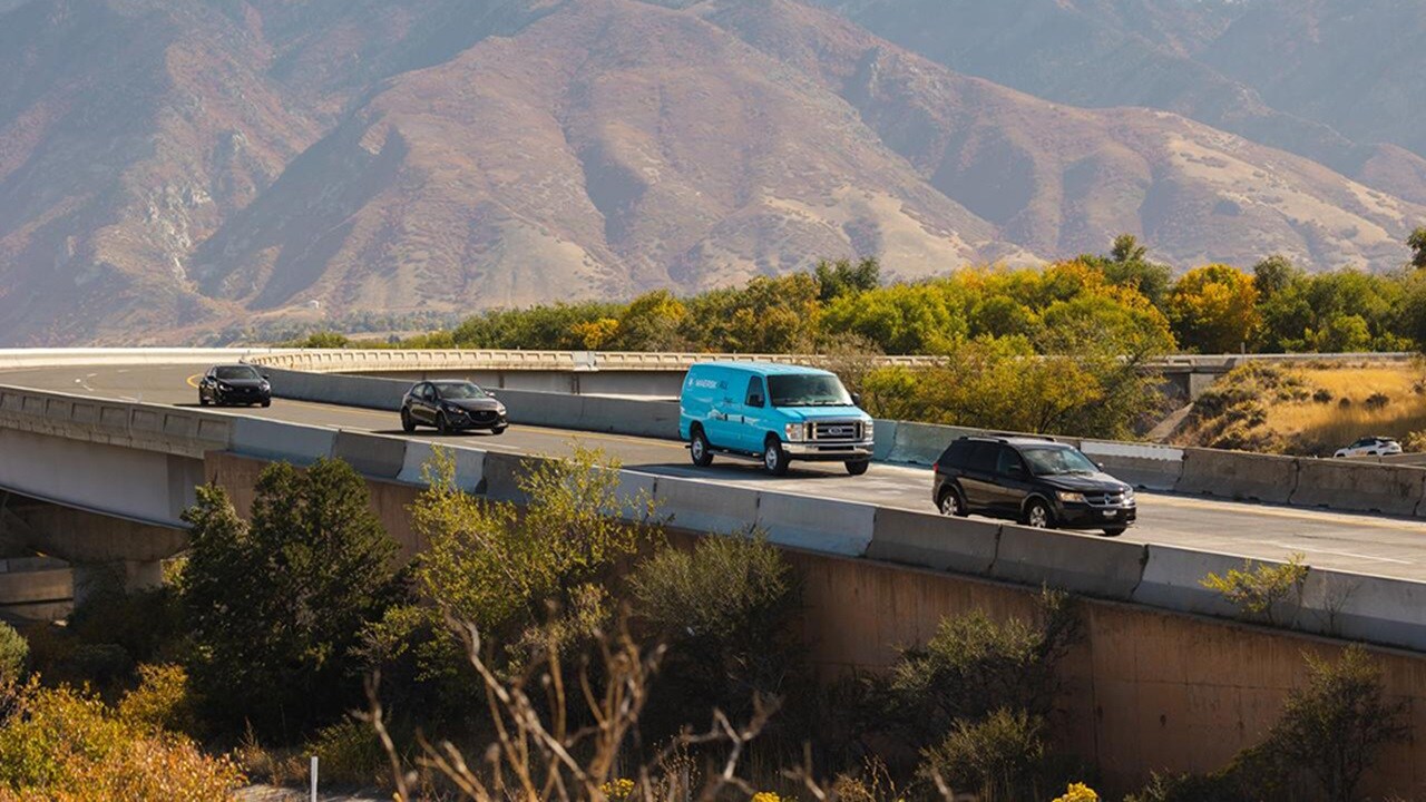 Truck and delivery van driving in Salt Lake City