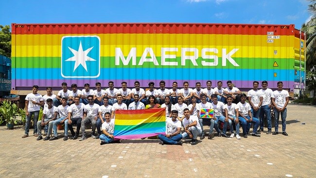 Cadets from AMET Chennai pose with the rainbow container