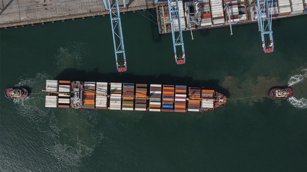 Maersk cargo vessel on ship
